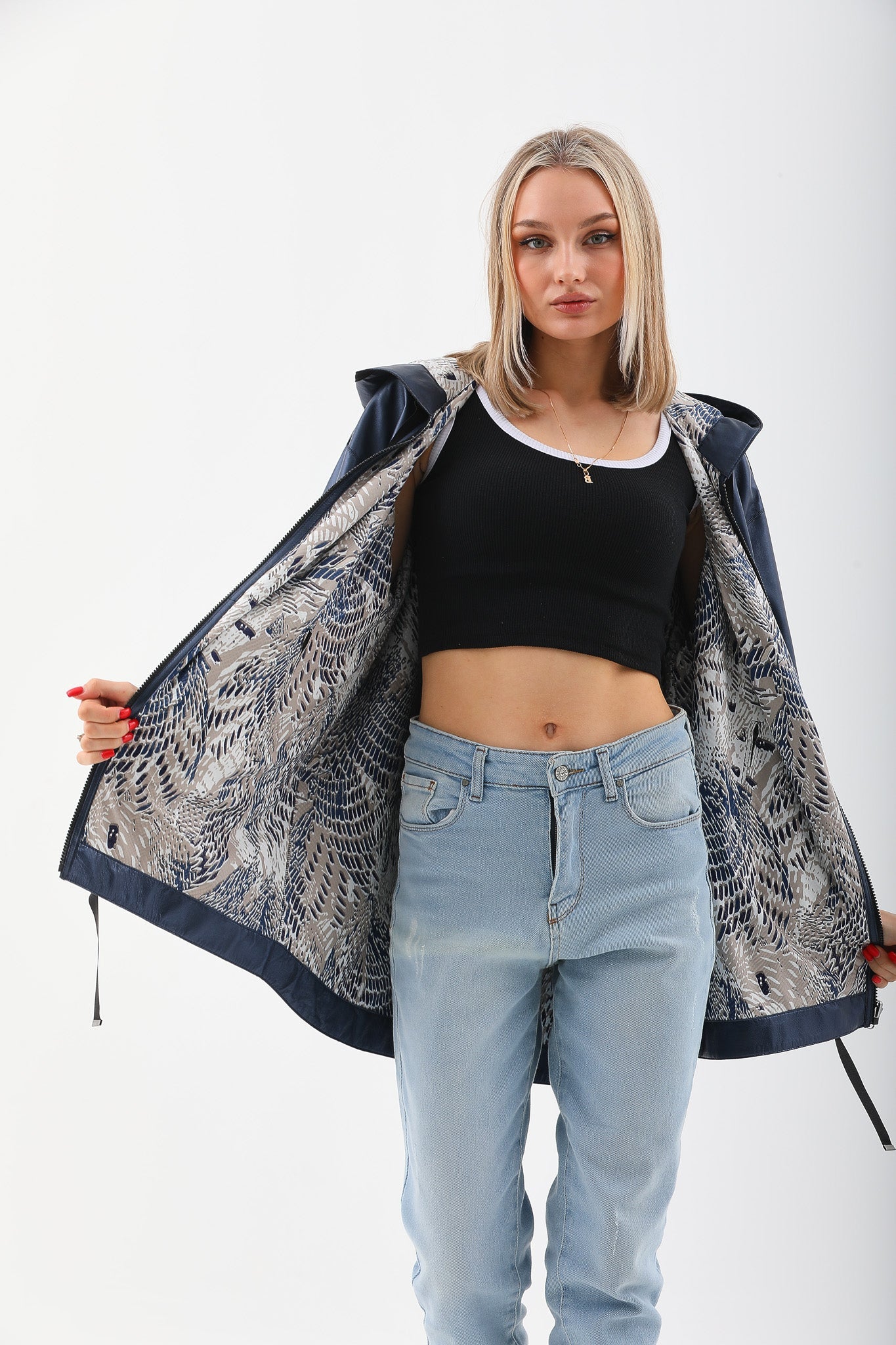 The Vega Navy Reversible Leather Jacket
