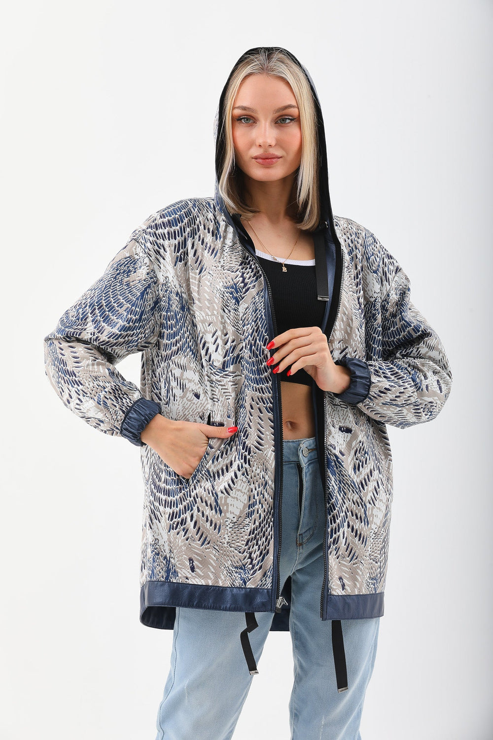 The Vega Navy Reversible Leather Jacket