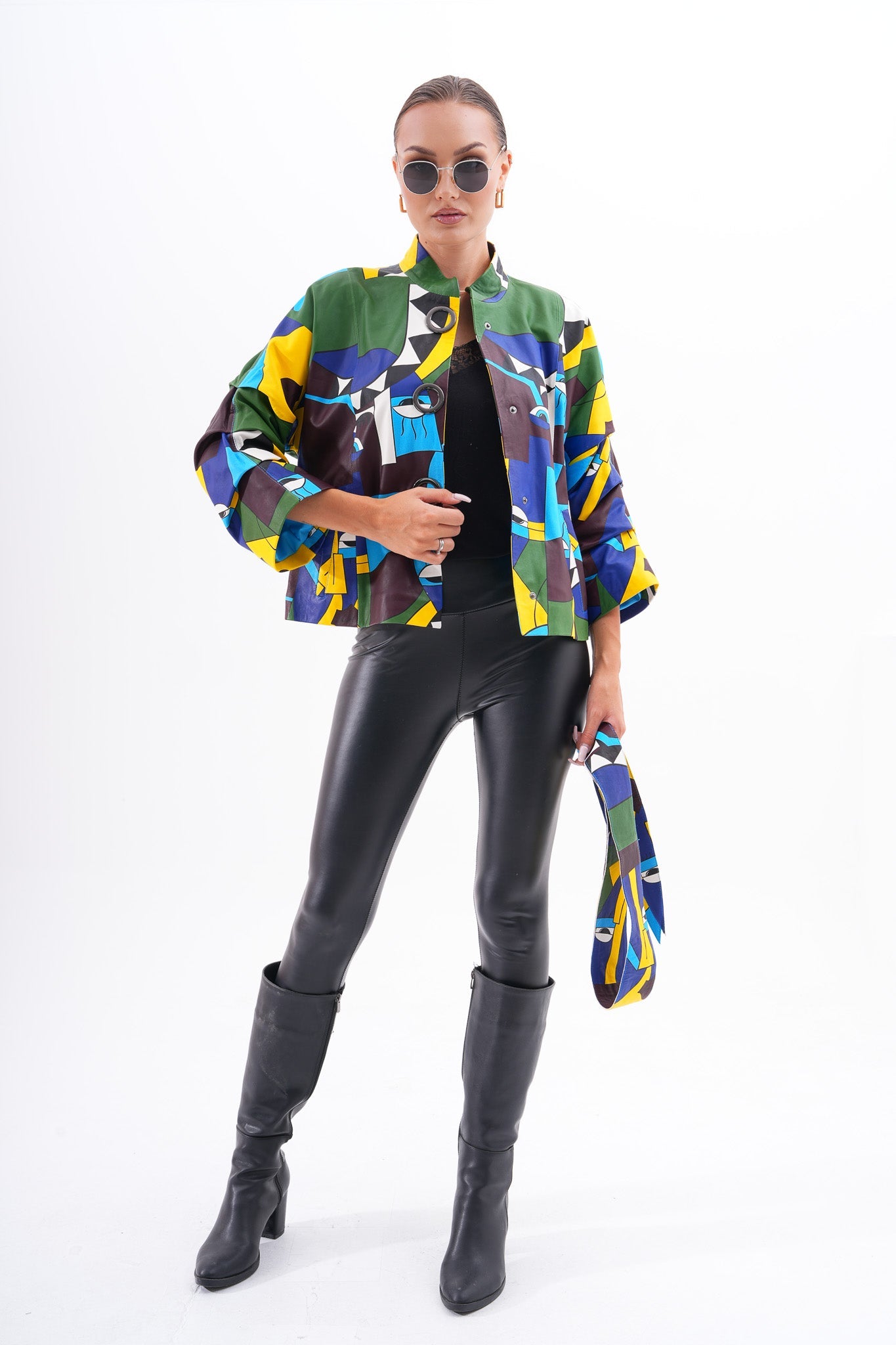 The Odessa Geometric Art Leather Jacket