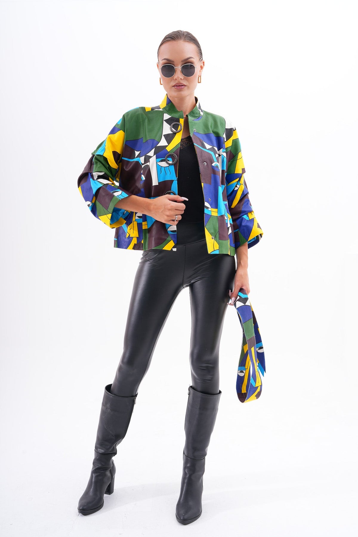The Odessa Geometric Art Leather Jacket