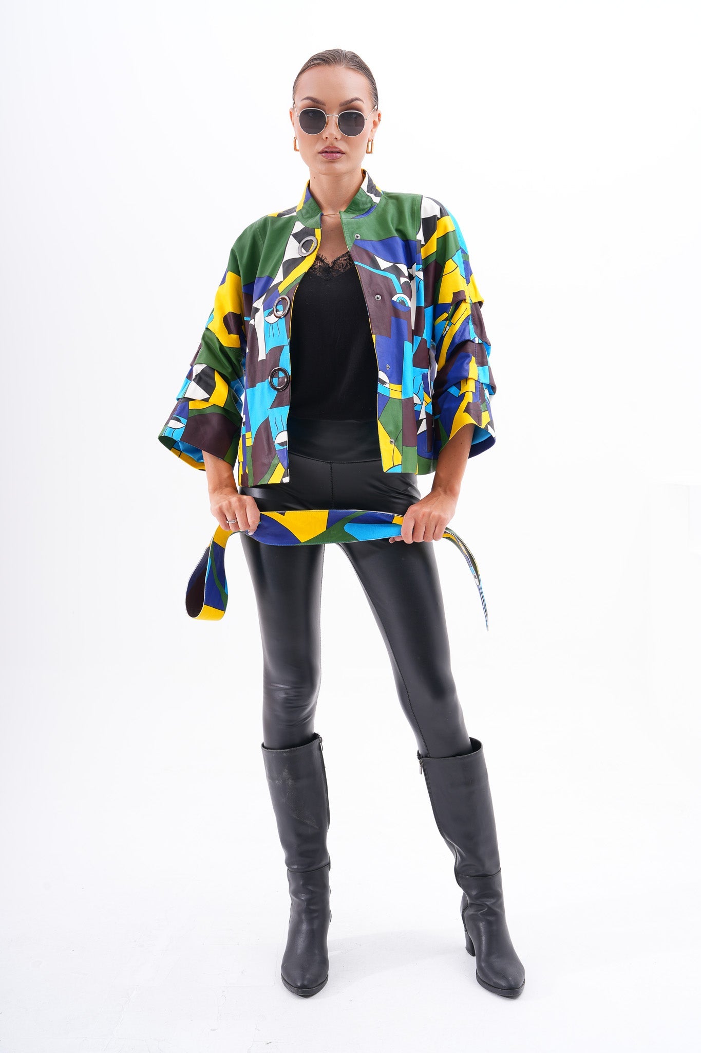 The Odessa Geometric Art Leather Jacket