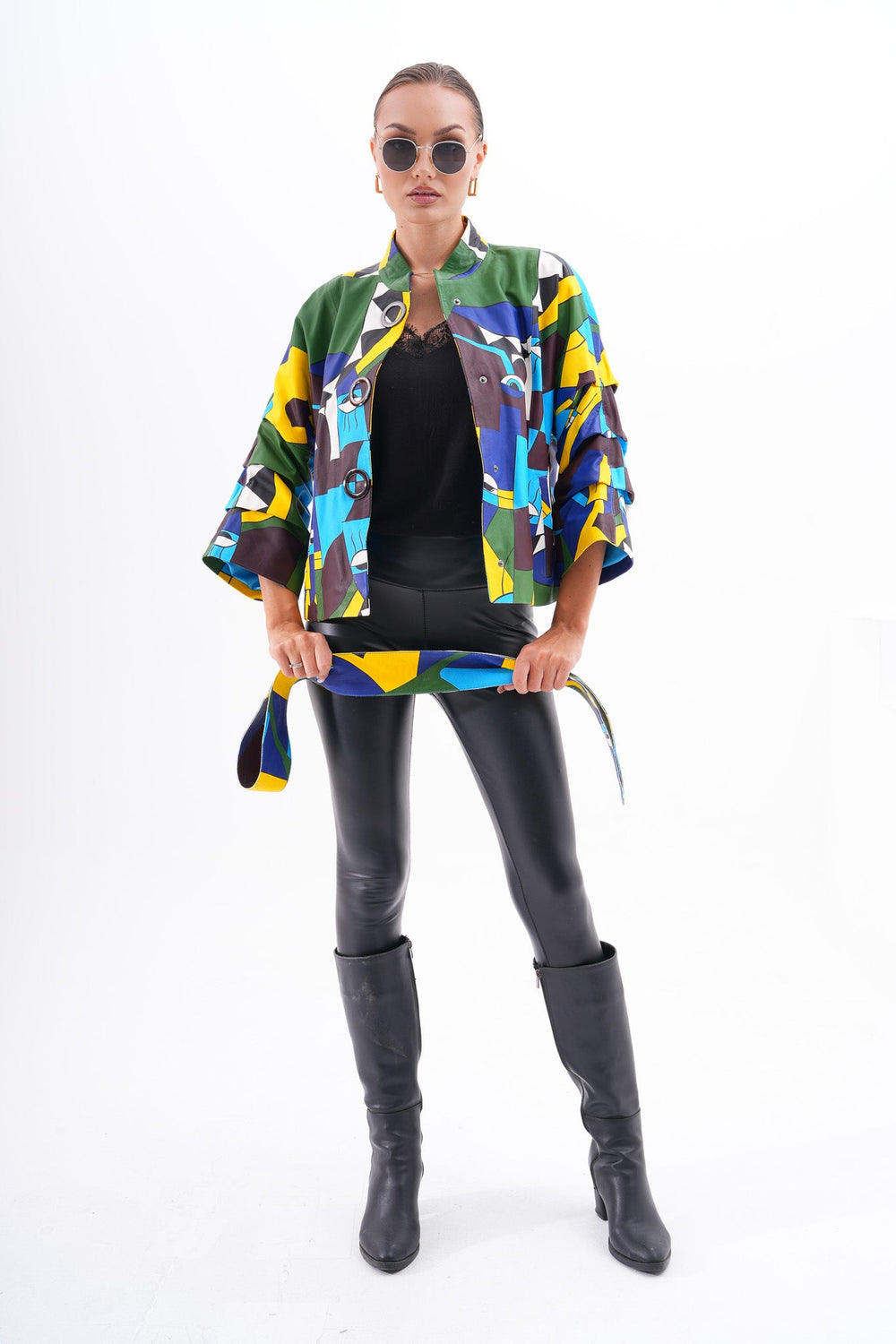 The Odessa Geometric Art Leather Jacket