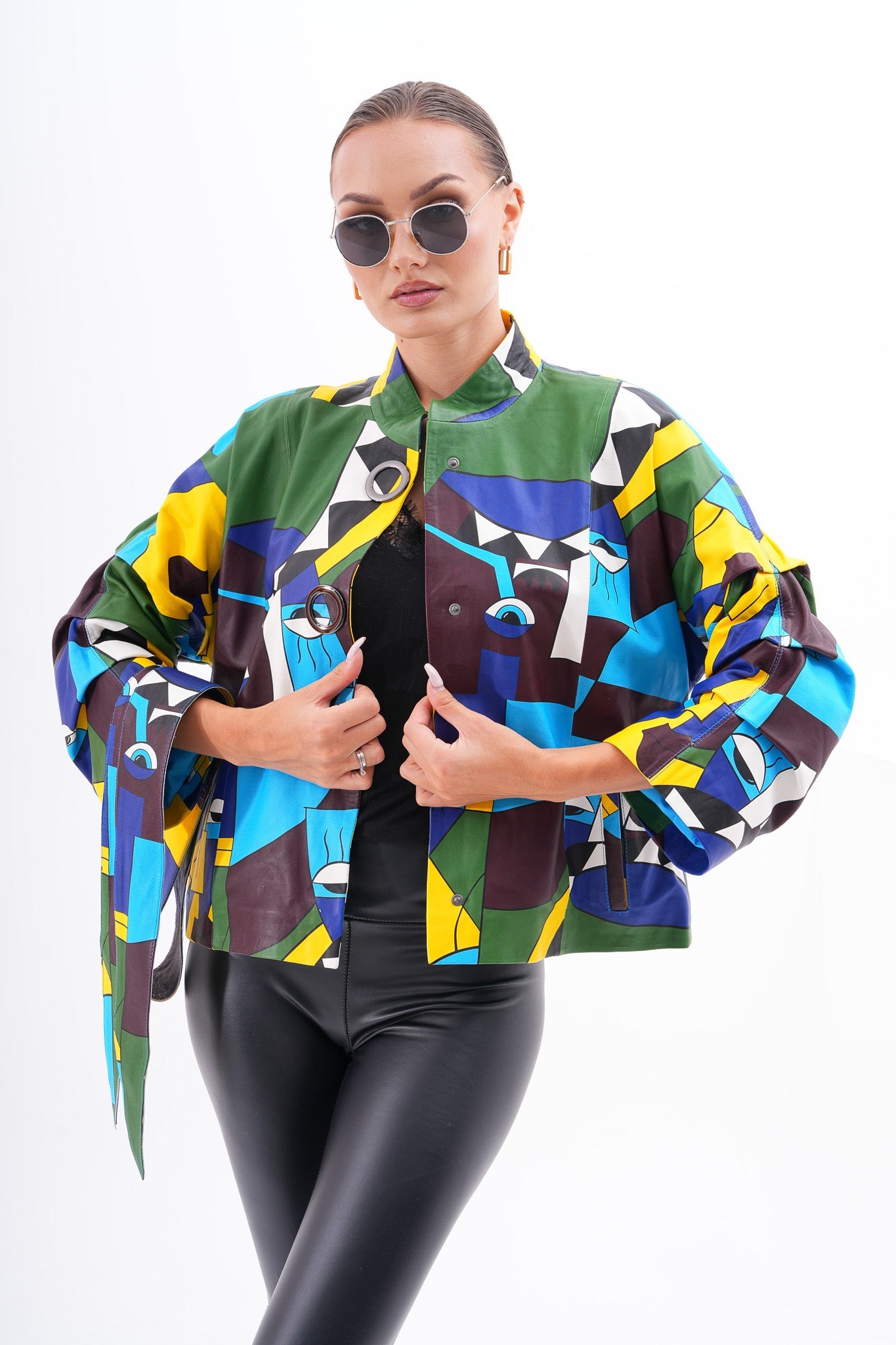 The Odessa Geometric Art Leather Jacket