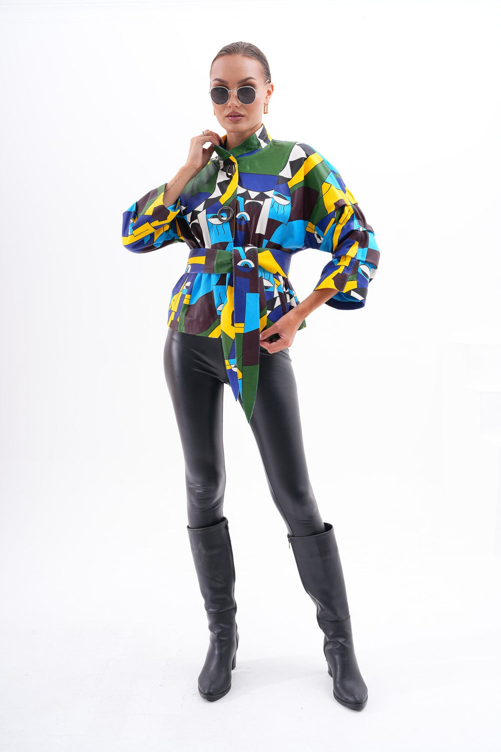 The Odessa Geometric Art Leather Jacket