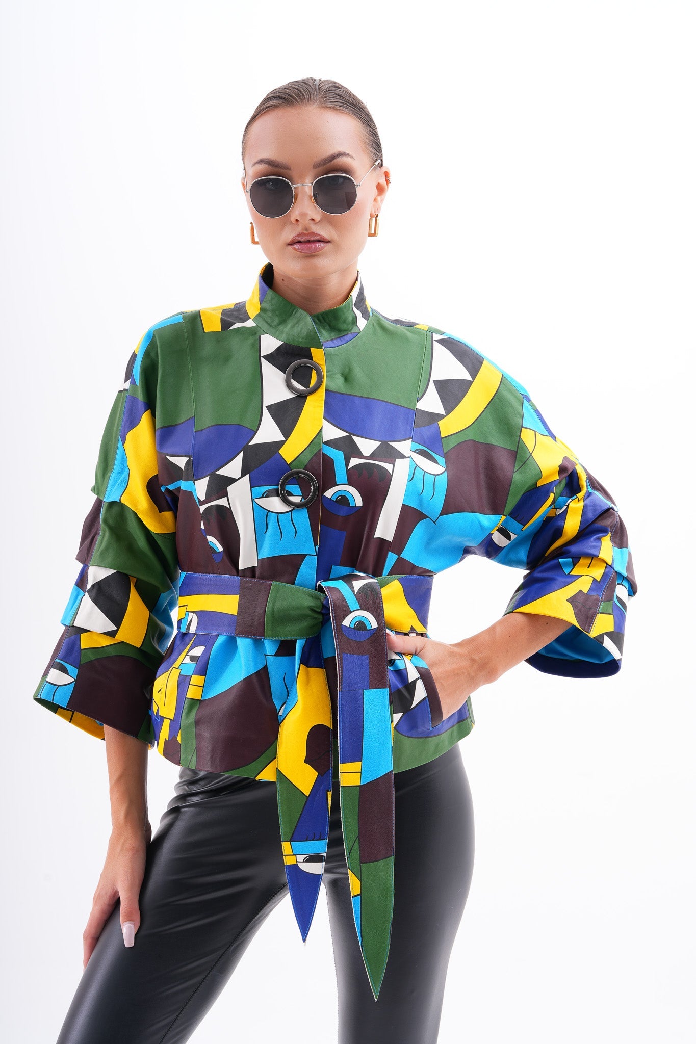 The Odessa Geometric Art Leather Jacket