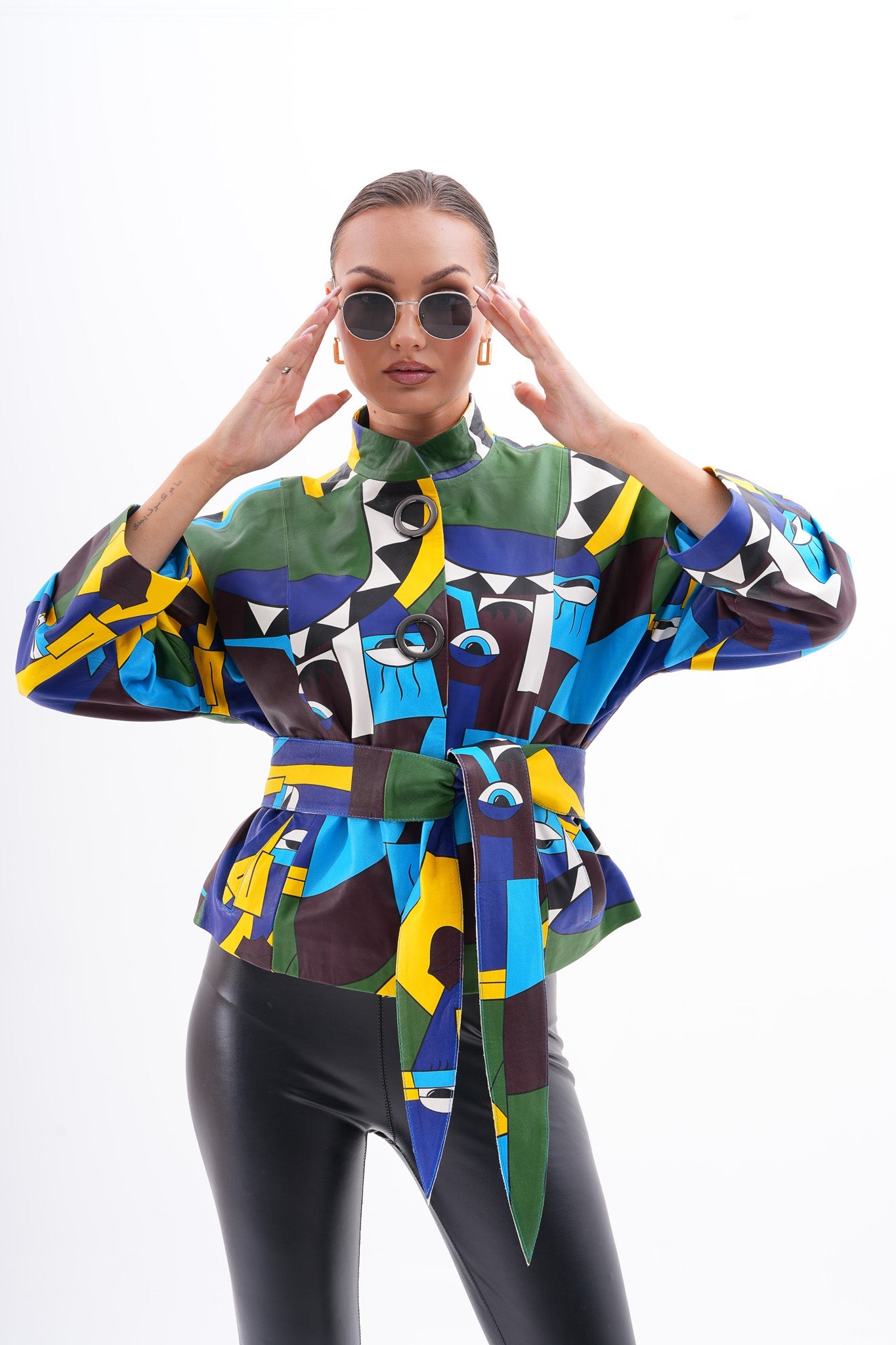 The Odessa Geometric Art Leather Jacket