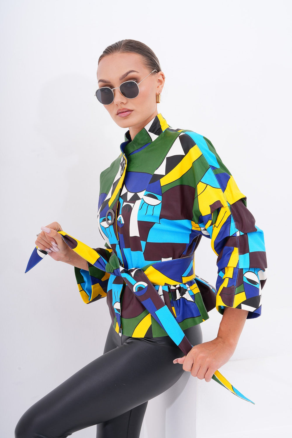 The Odessa Geometric Art Leather Jacket
