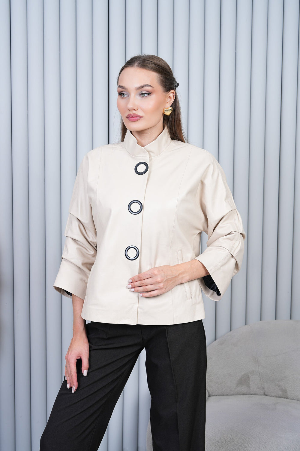 The Odessa Cream Leather Jacket