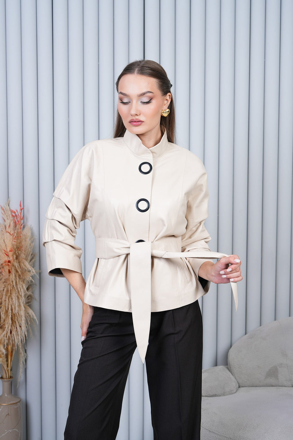 The Odessa Cream Leather Jacket