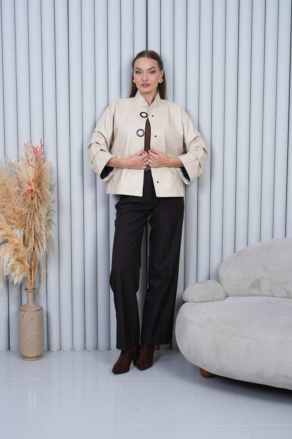 The Odessa Cream Leather Jacket