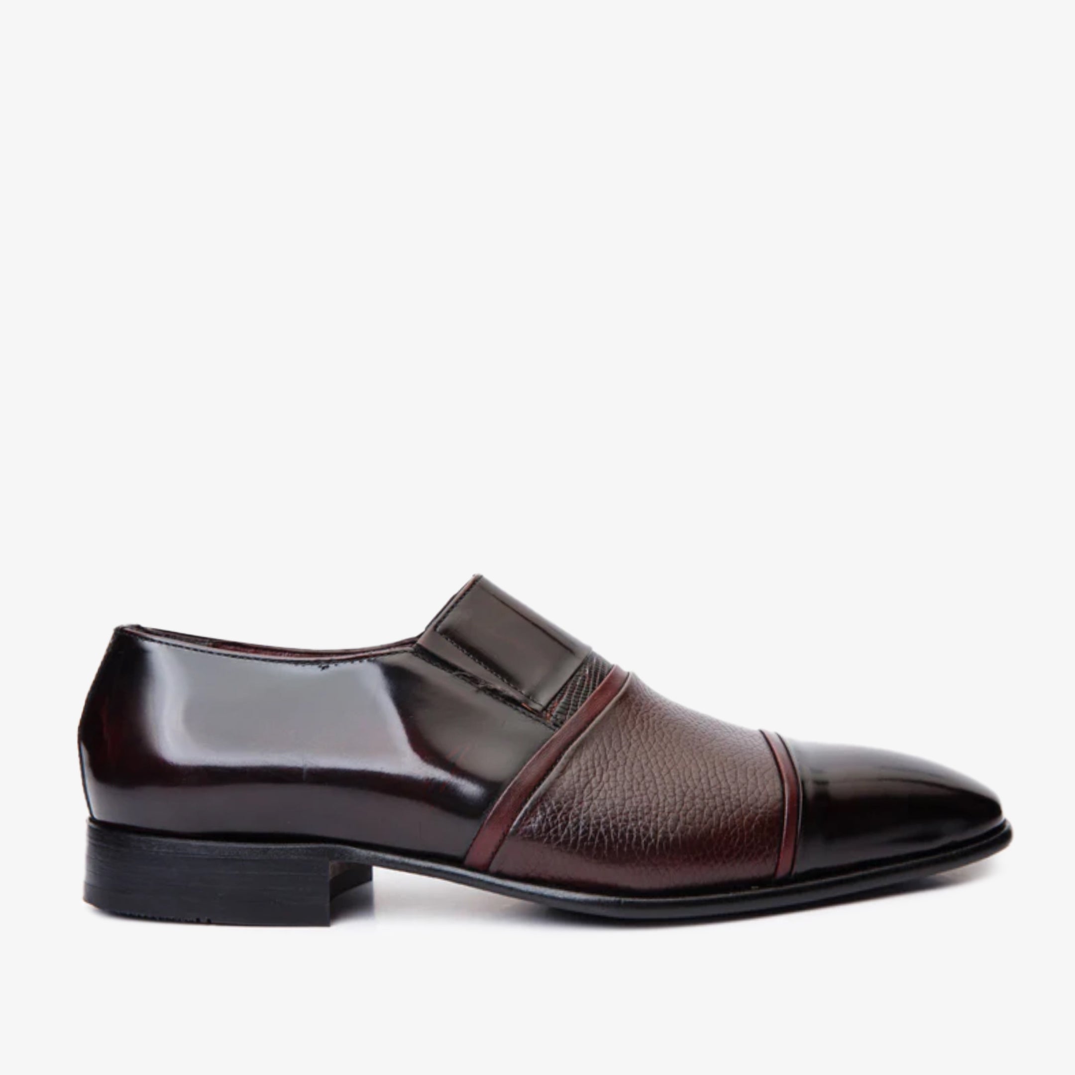 The Everest Burgundy Burneshed Leather Cap Toe Dress Loafer Shoe