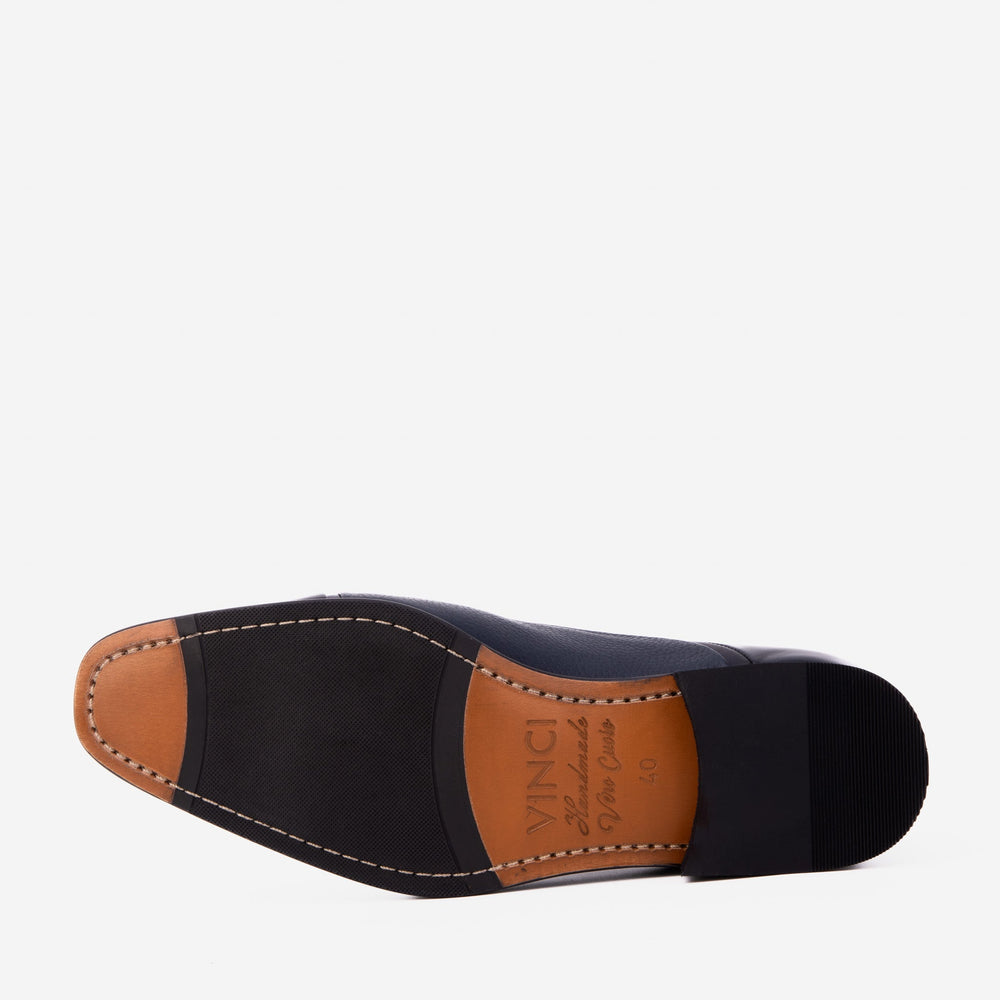 The Rockwell Handmade Navy Blue Leather Cap Toe Oxford Shoe