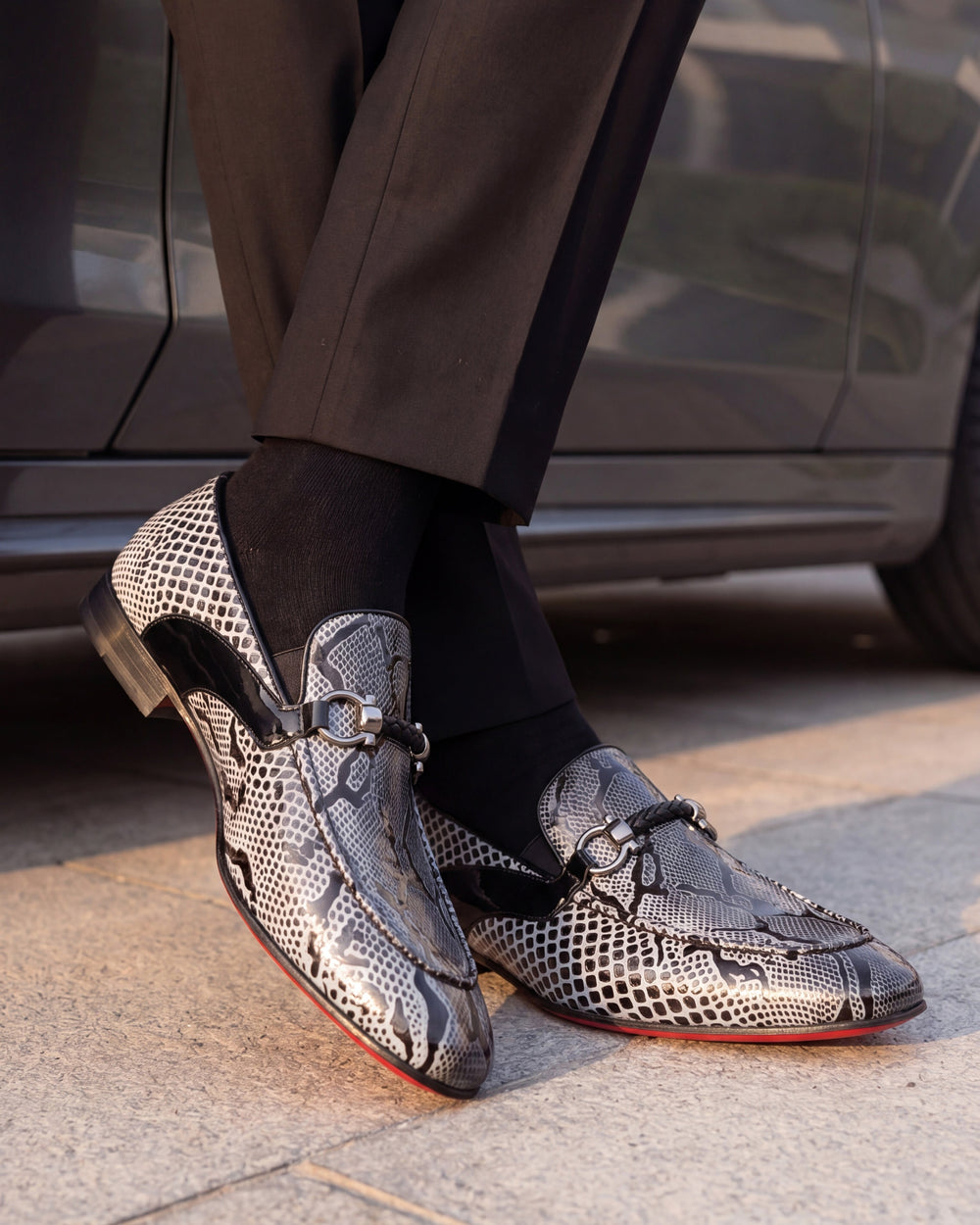 The Milano Black\/White Shoe Bit Loafer  shoe
