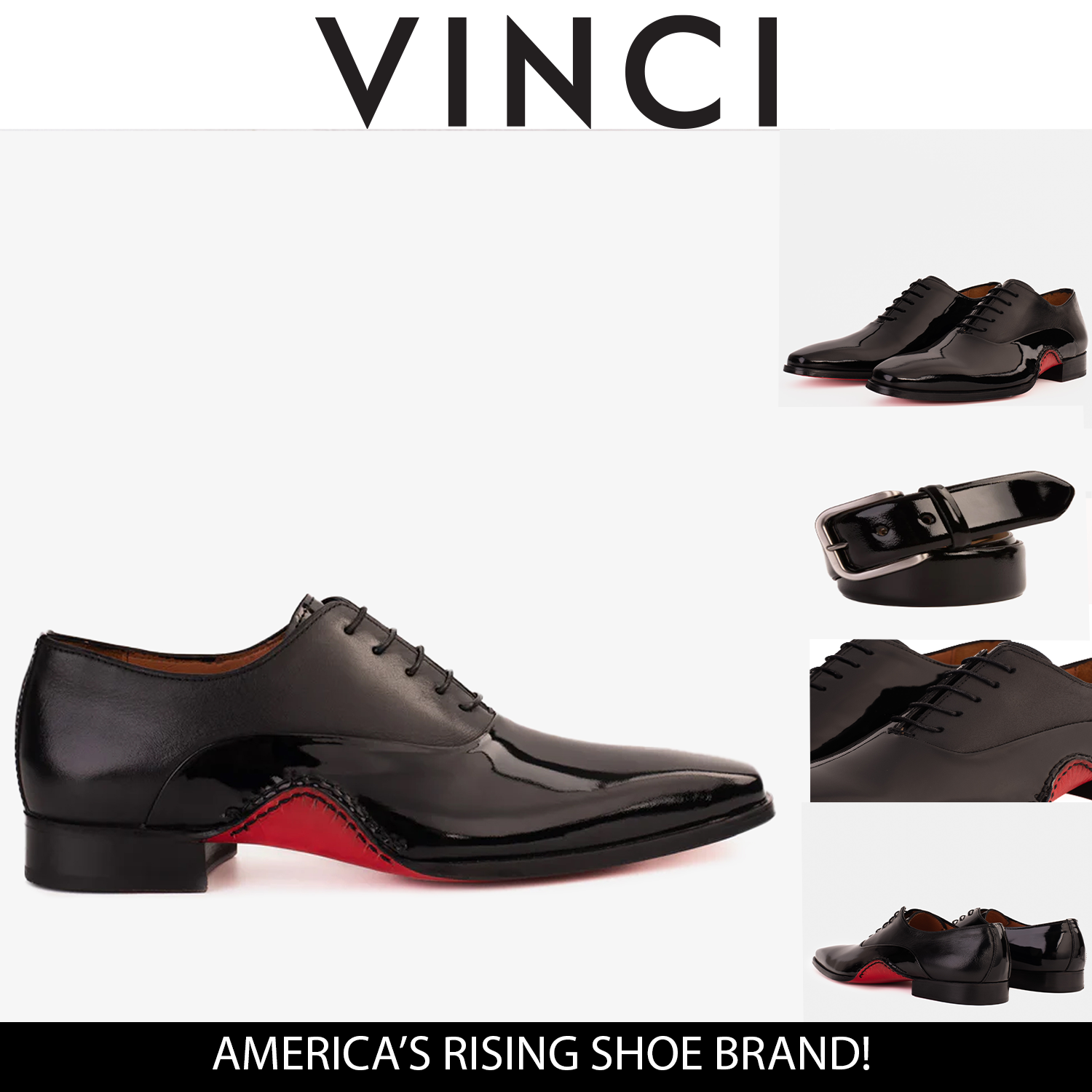 The Royal Hand Craft Black Patent Leather Plain Toe Oxford Shoe