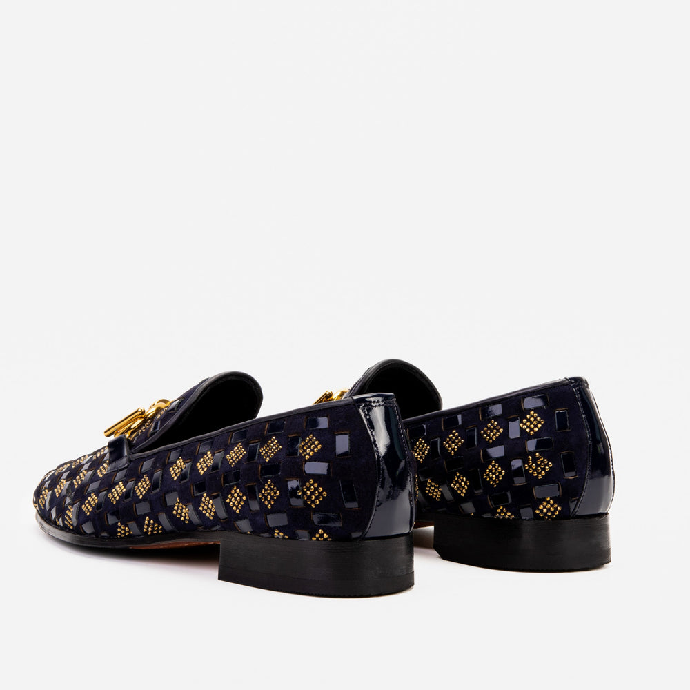 The Vicino Shoe Navy Blue Bit Dress Loafer Shoe