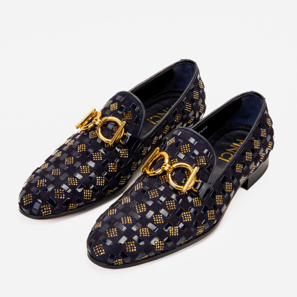 The Vicino Shoe Navy Blue Bit Dress Loafer Shoe