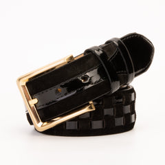 The Eugene Black Gold Woven Leather Belt