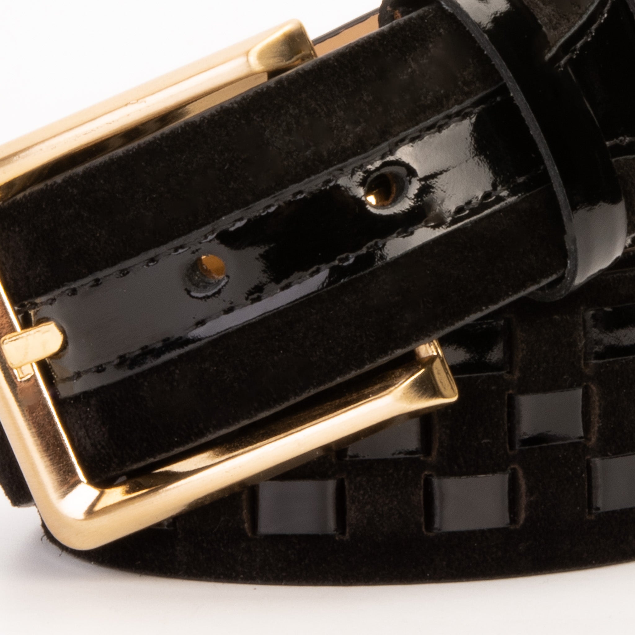 The Eugene Black Gold Woven Leather Belt
