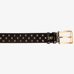 The Eugene Black Gold Woven Leather Belt