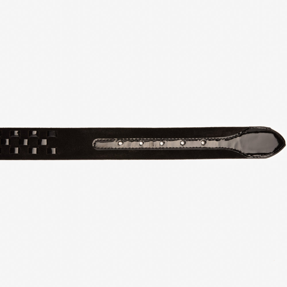The Eugene Black Gold Woven Leather Belt