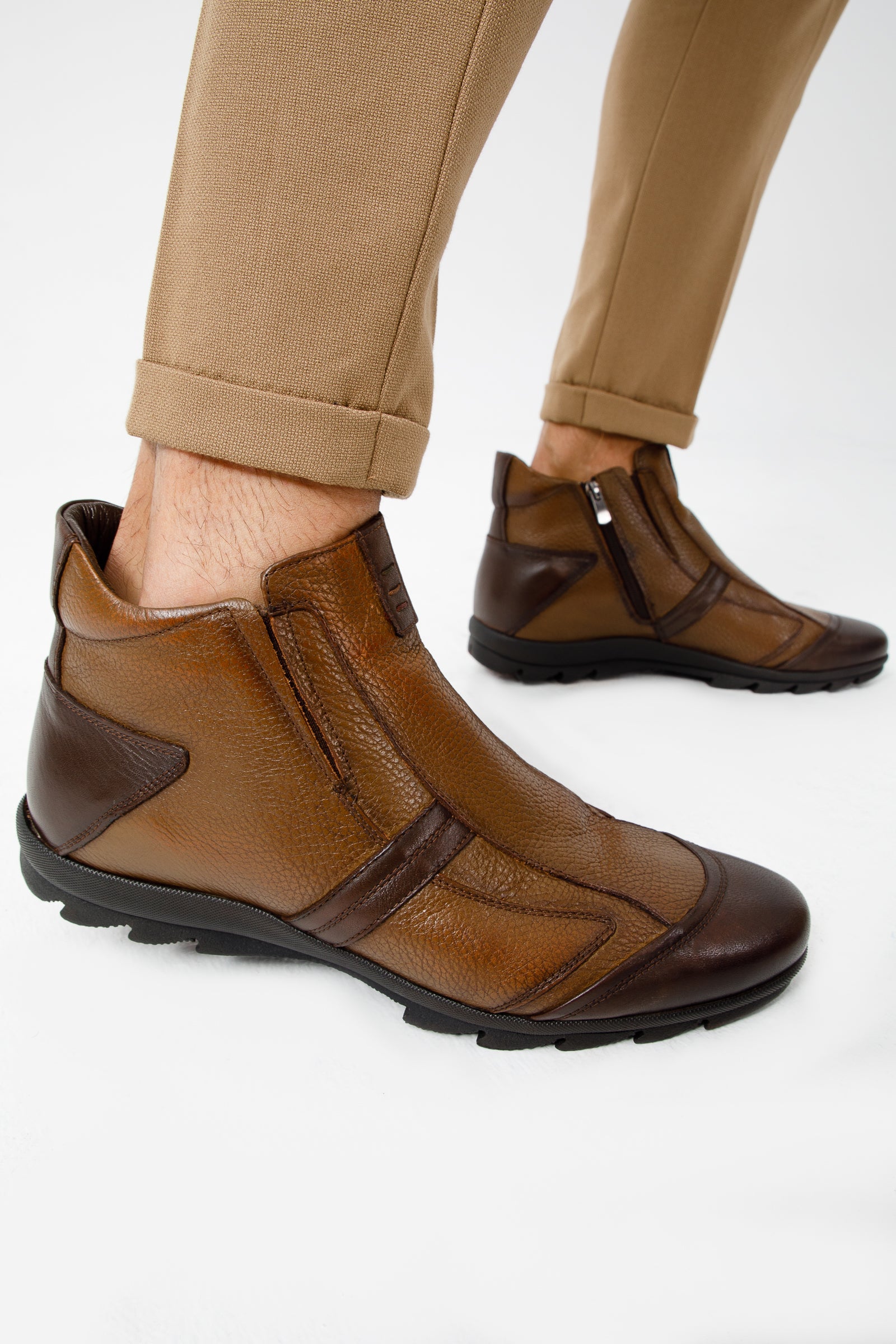 The Montreal Brown Leather Casual Zip-Up Ankle Boot