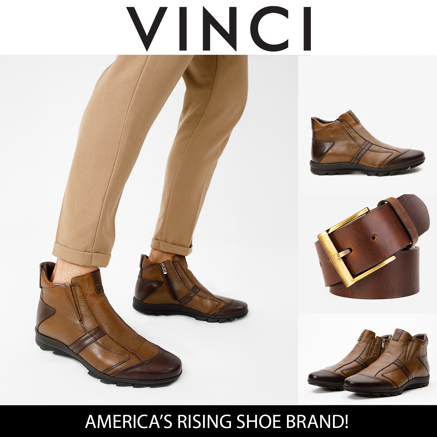 The Montreal Brown Leather Casual Zip-Up Ankle Boot