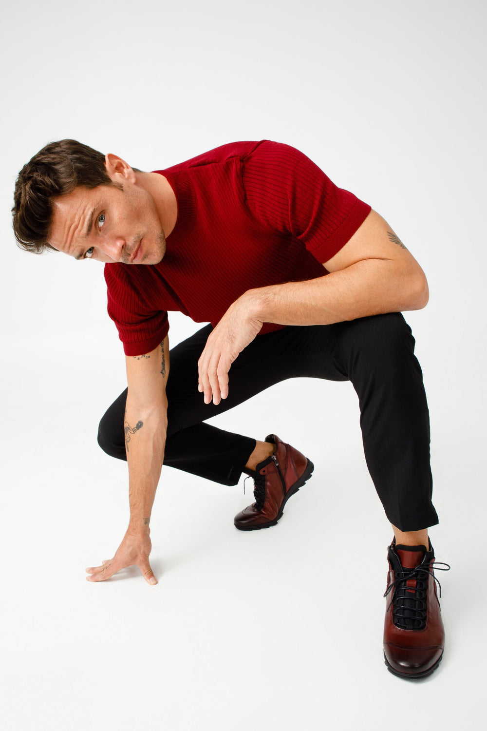 The Houston Leather Burgundy Lace-Up Casual Boot with a Zipper