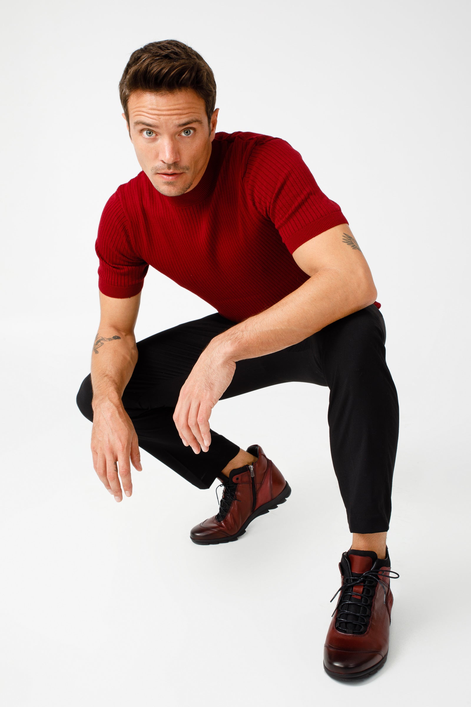 The Houston Leather Burgundy Lace-Up Casual Boot with a Zipper