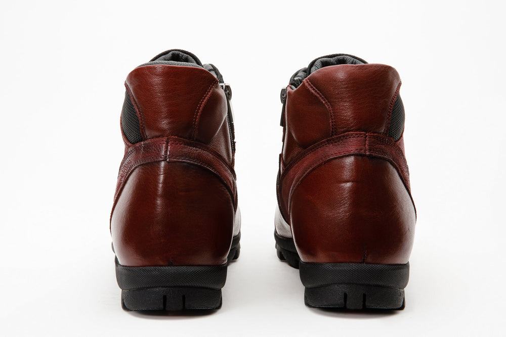 The Houston Leather Burgundy Lace-Up Casual Boot with a Zipper