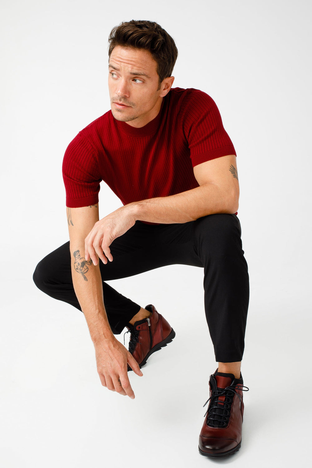 The Houston Leather Burgundy Lace-Up Casual Boot with a Zipper