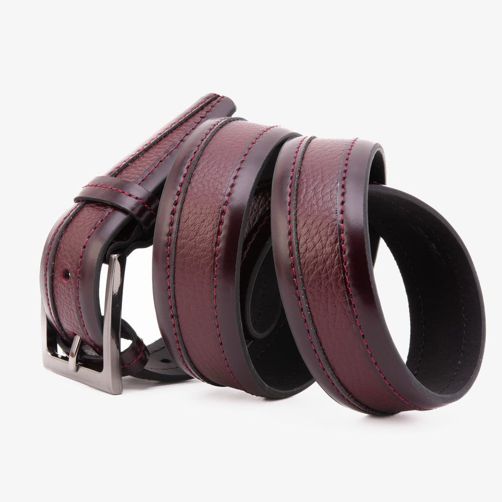 The Everest Rockwell BurgundyLeather Belt