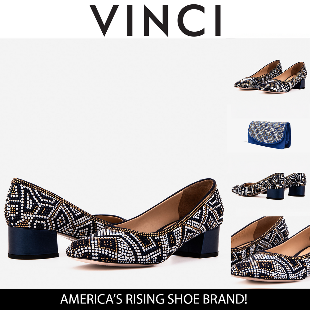 The Nampula Navy Crystal-Embellished Leather Pump