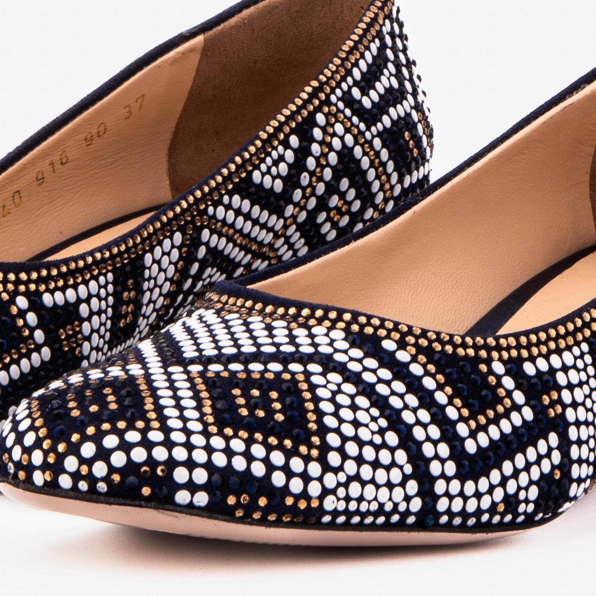 The Nampula Navy Crystal-Embellished Leather Pump