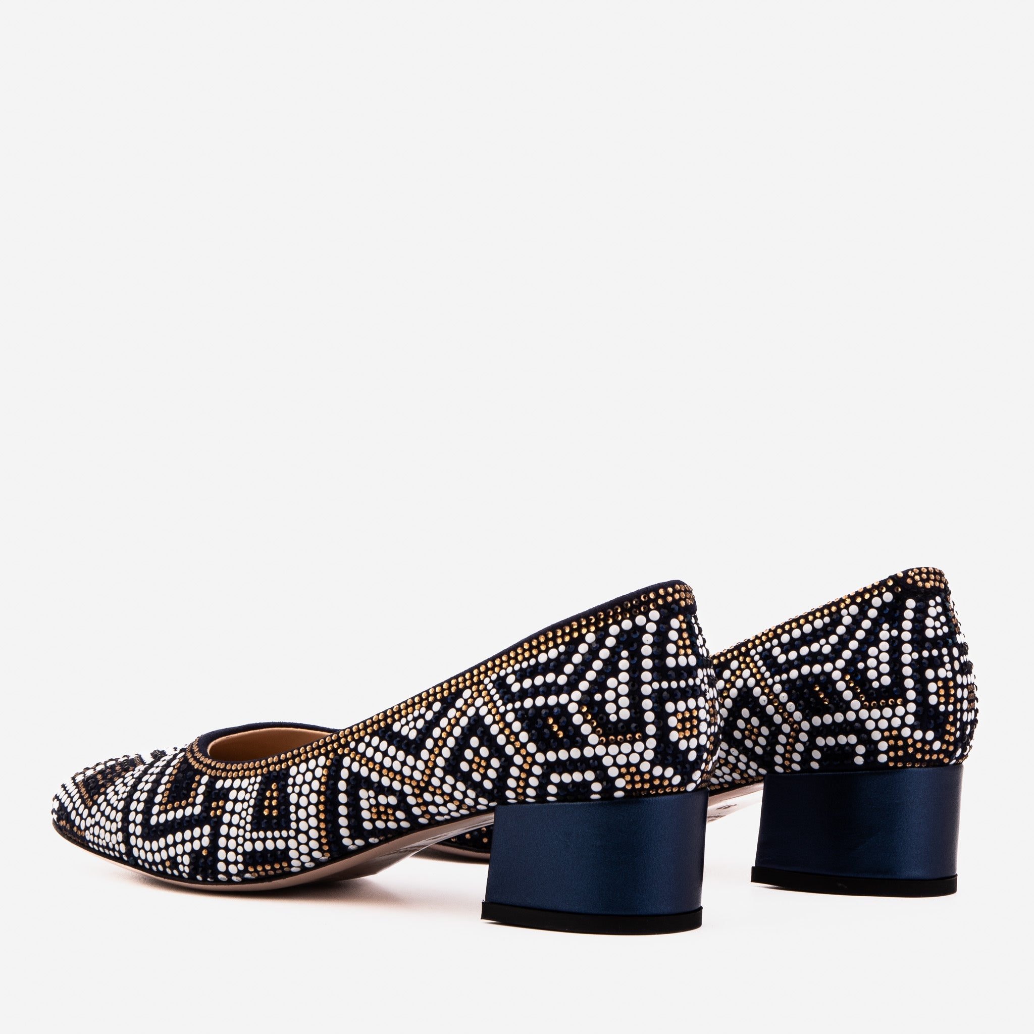 The Nampula Navy Crystal-Embellished Leather Pump
