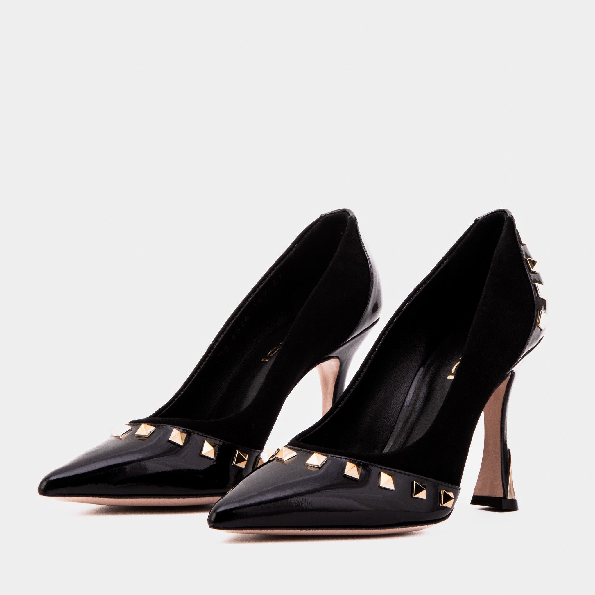 The Bella Vita Studded Black Leather Pump Shoe