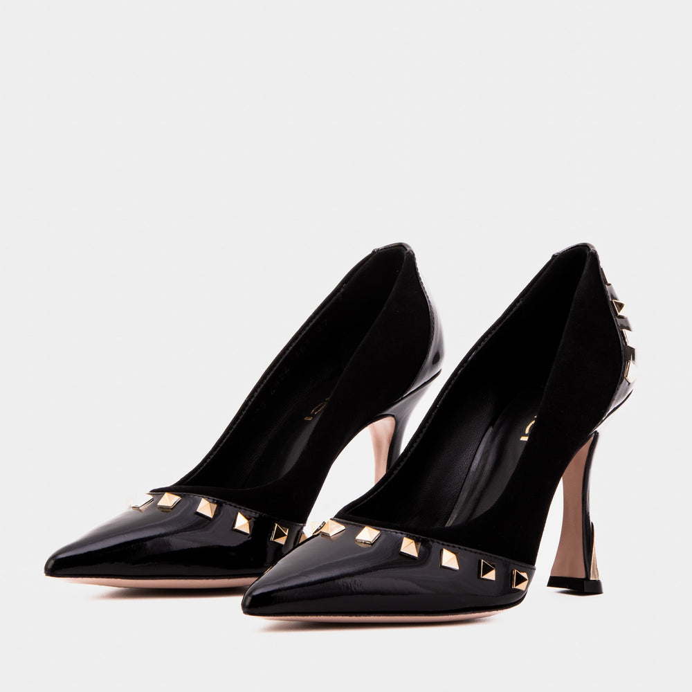 The Bella Vita Studded Black Leather Pump Shoe