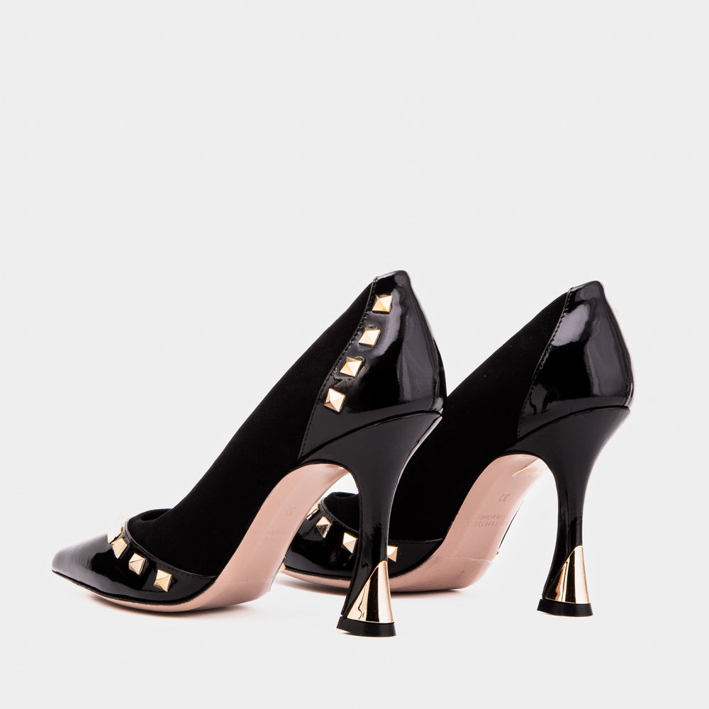 The Bella Vita Studded Black Leather Pump Shoe