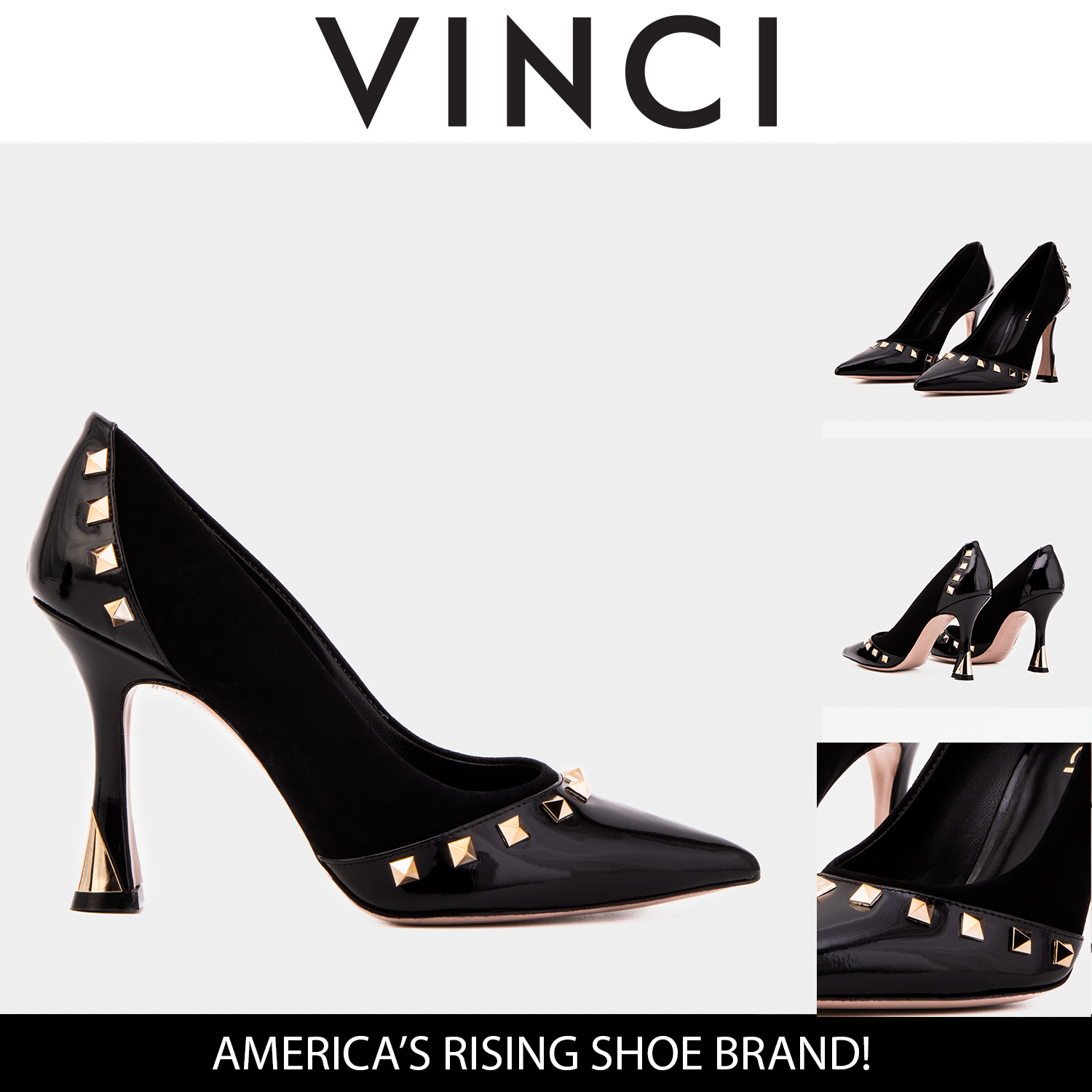 The Bella Vita Studded Black Leather Pump Shoe