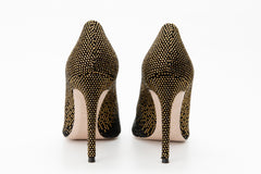 The Bago Black Gold Glitter Leather Pump Shoe