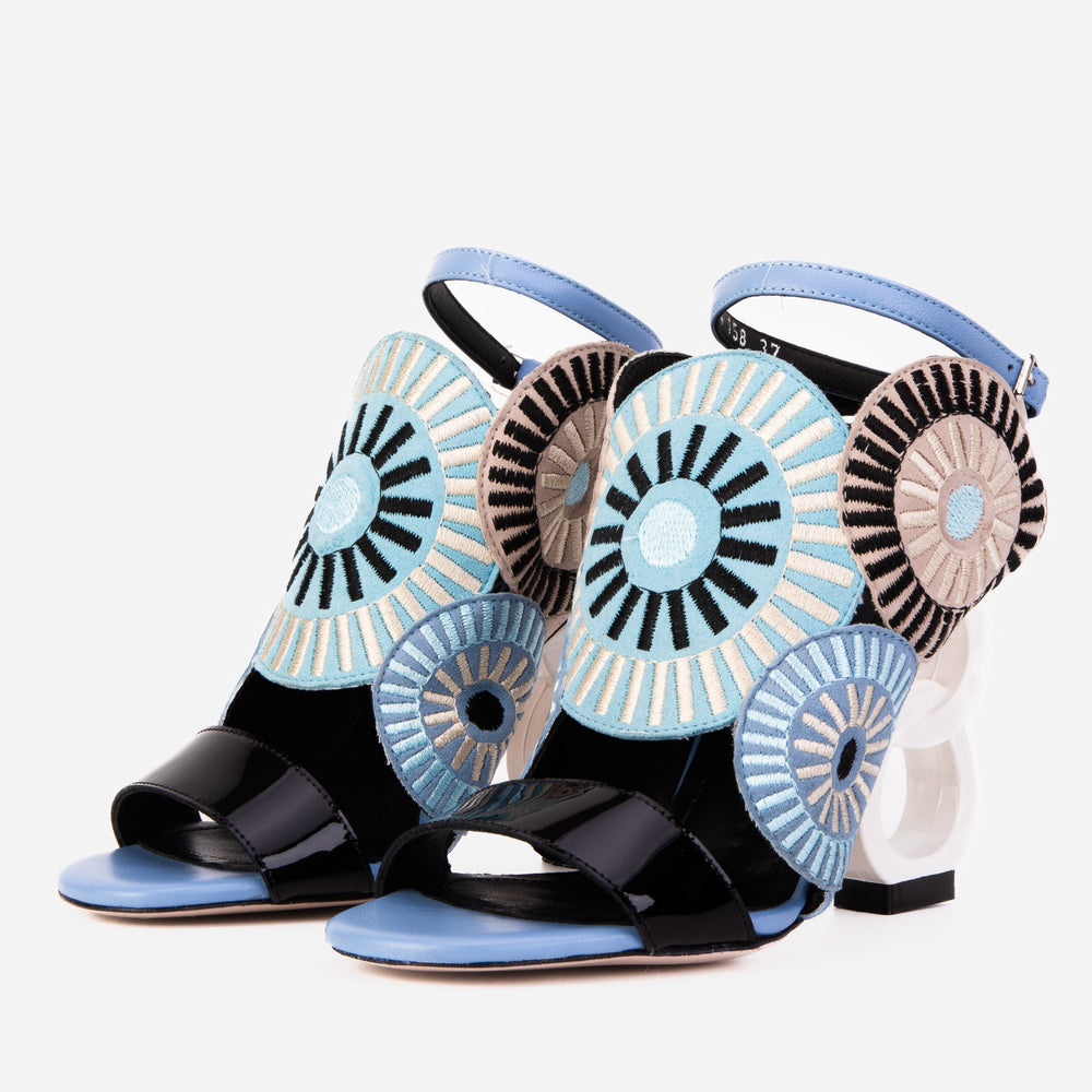 The Parama Blue Leather Ankle Strap Sandal
