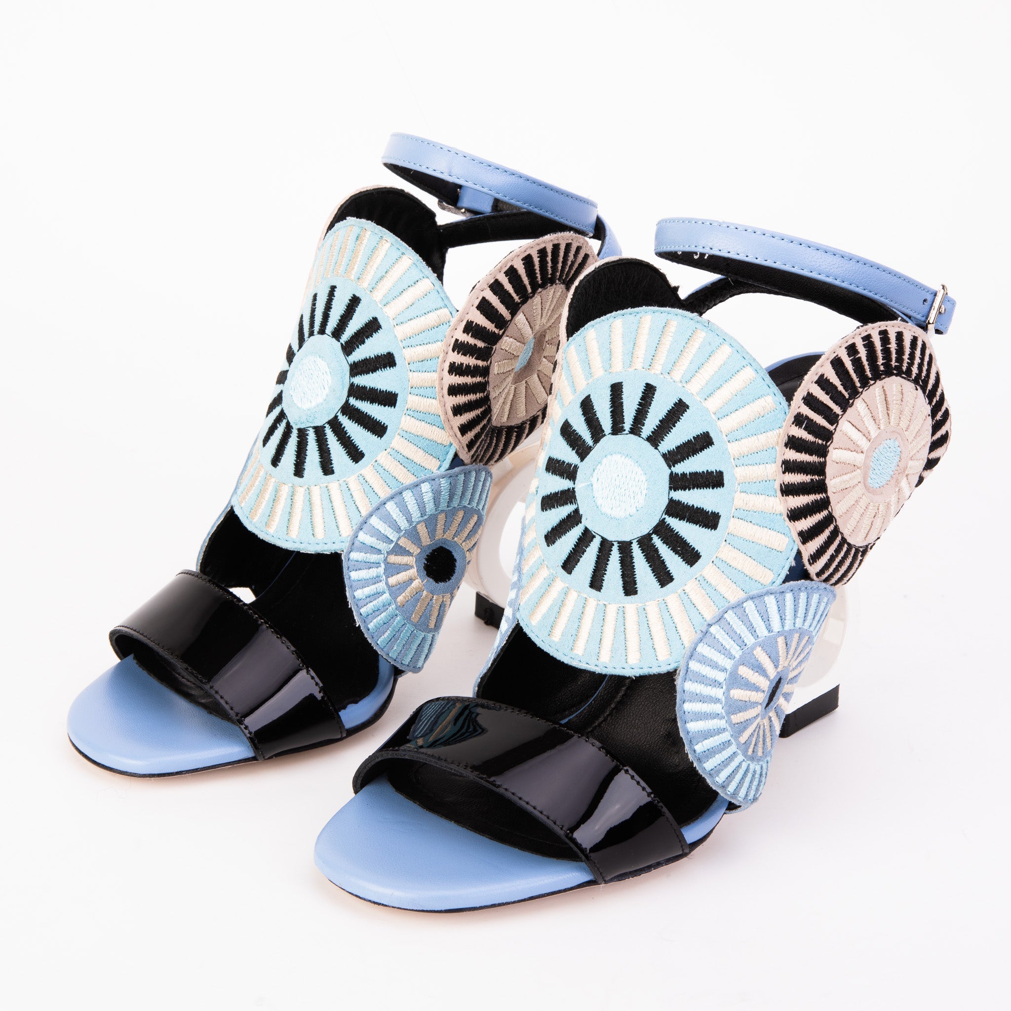 The Parama Blue Leather Ankle Strap Sandal