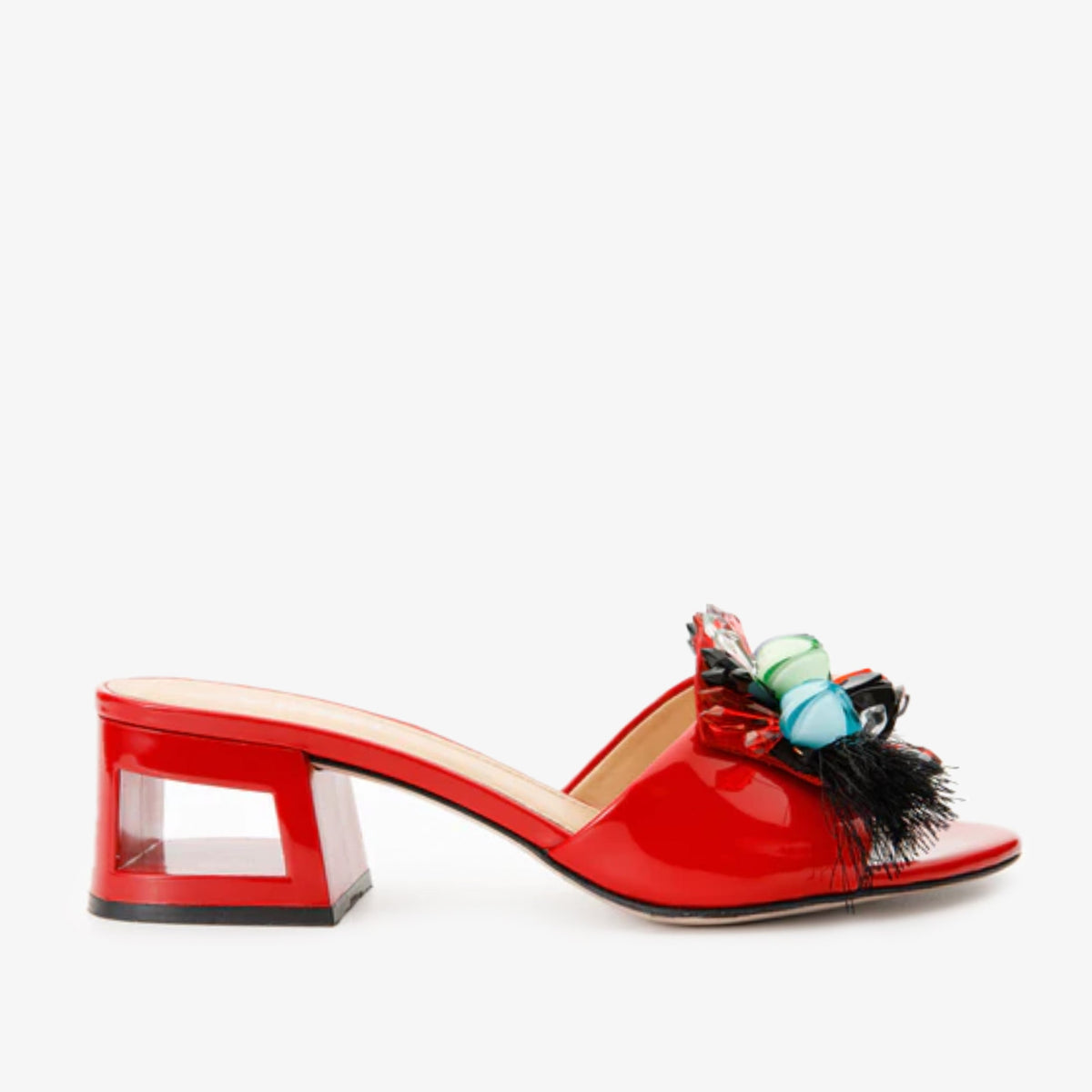 The Vigo Red Leather Block Heel Sandal
