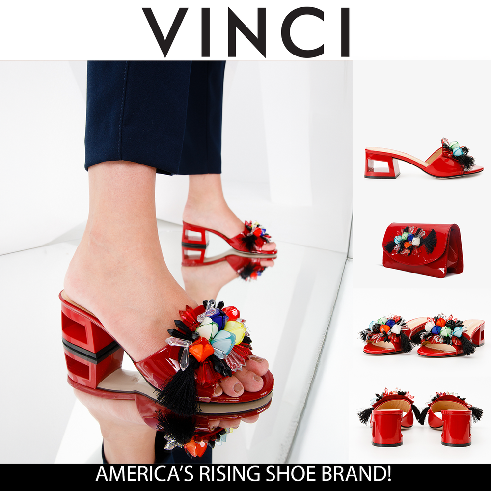 The Vigo Red Leather Block Heel Sandal