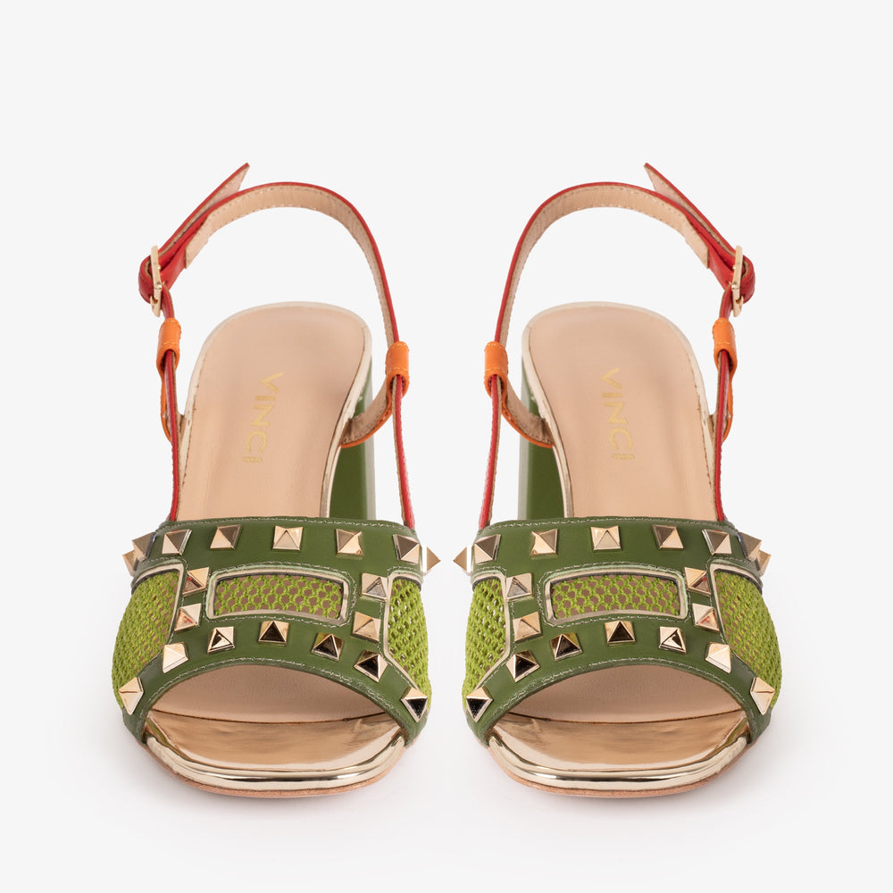 The Linea Green Leather Slingback Sandal