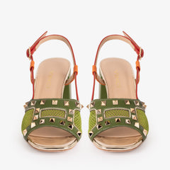 The Linea Green Leather Slingback Sandal