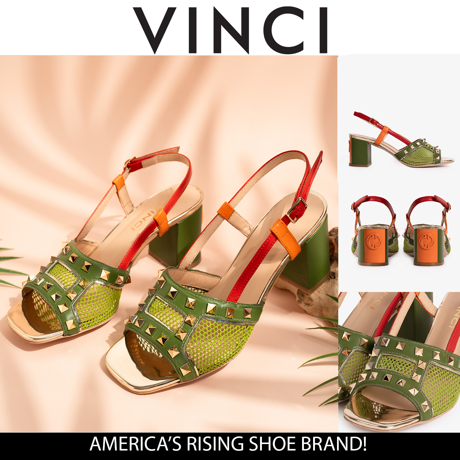 The Linea Green Leather Slingback Sandal