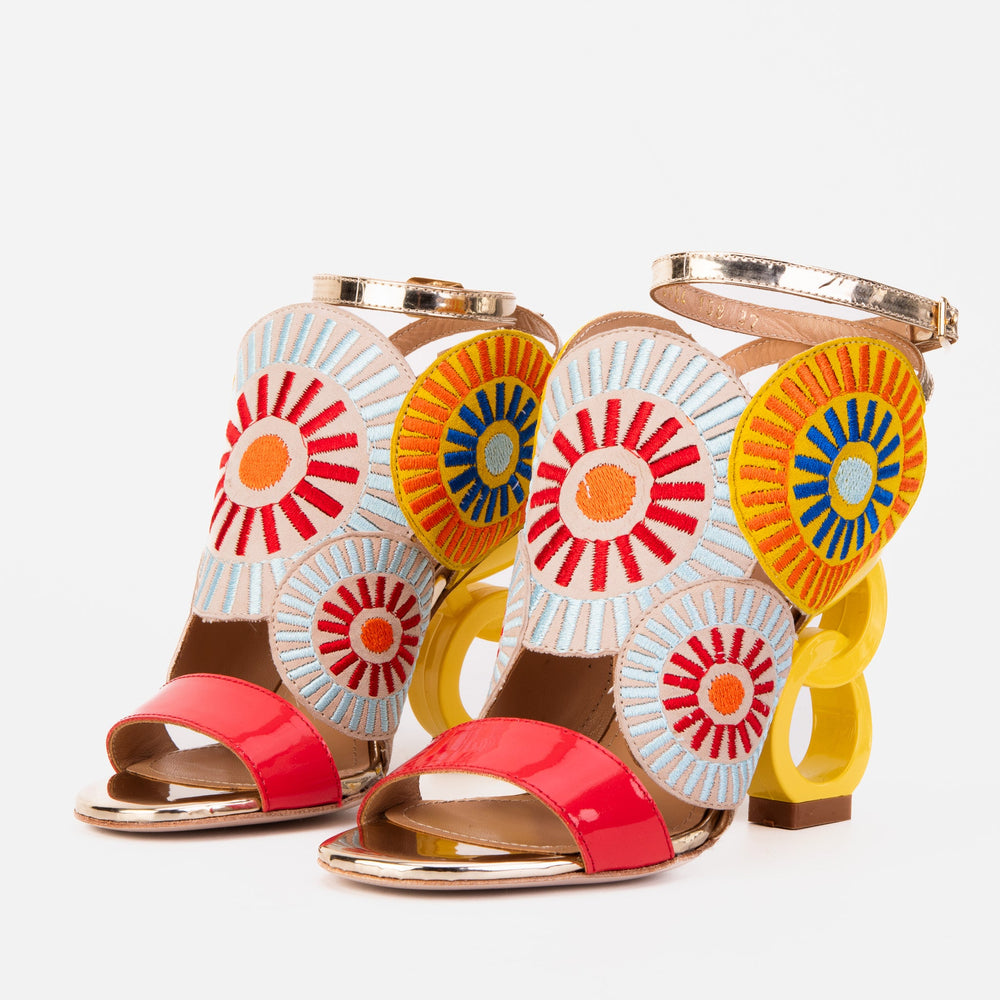 The Parama Yellow Leather Ankle Strap Sandal