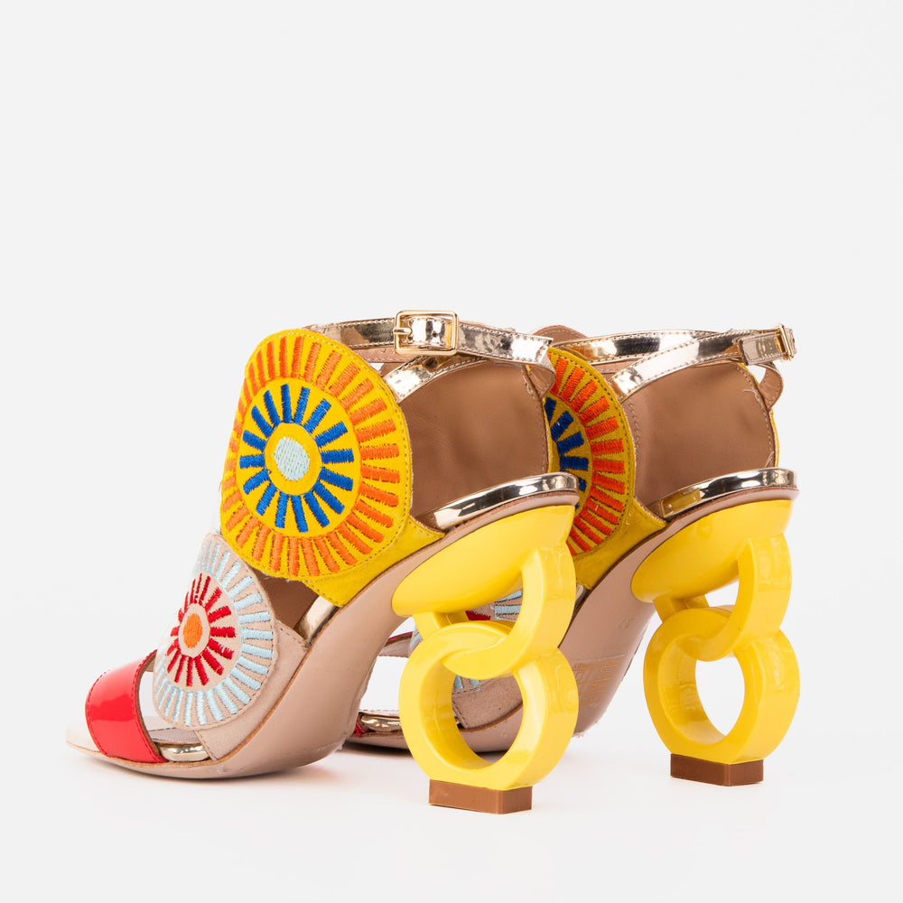 The Parama Yellow Leather Ankle Strap Sandal