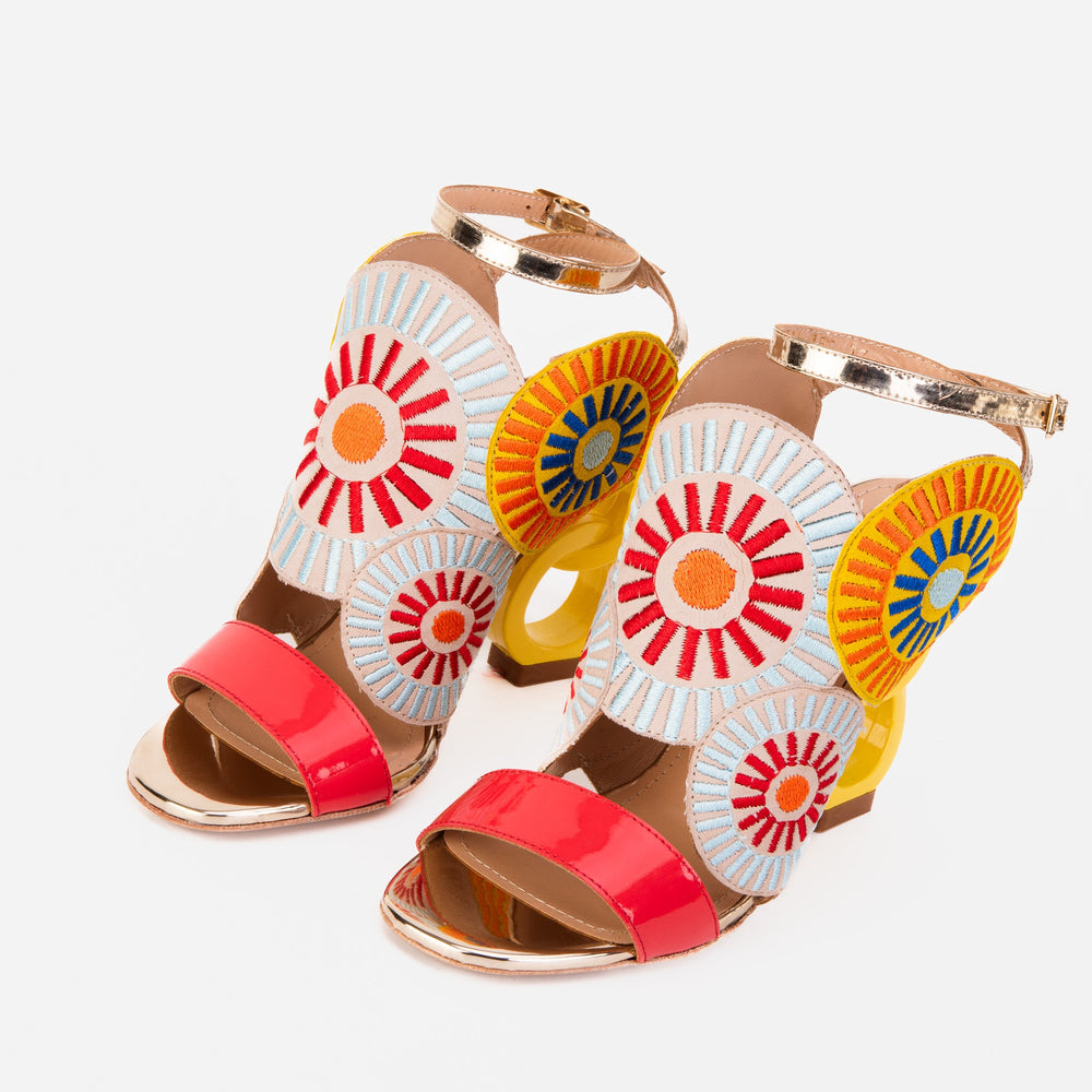 The Parama Yellow Leather Ankle Strap Sandal