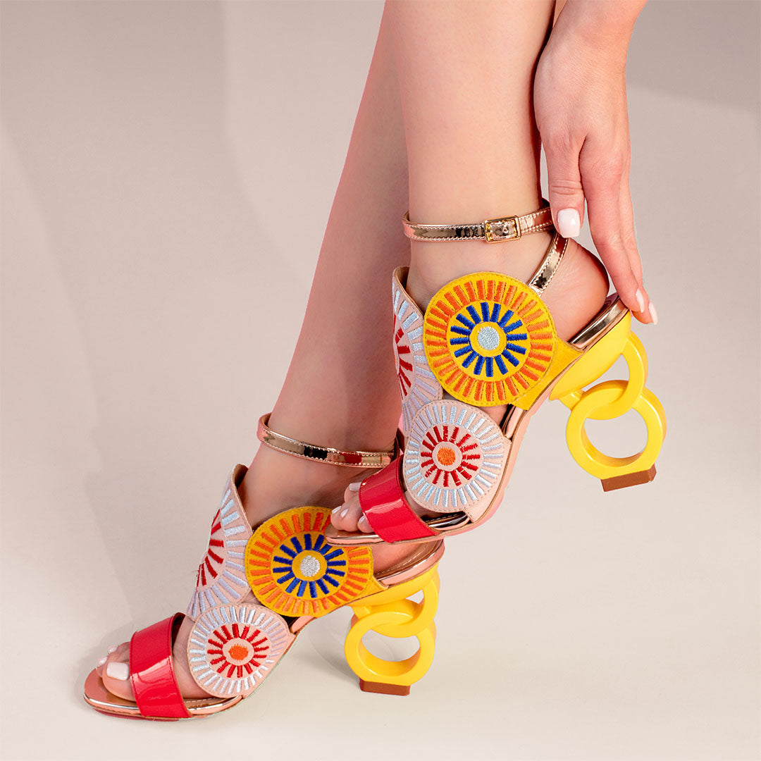The Parama Yellow Leather Ankle Strap Sandal